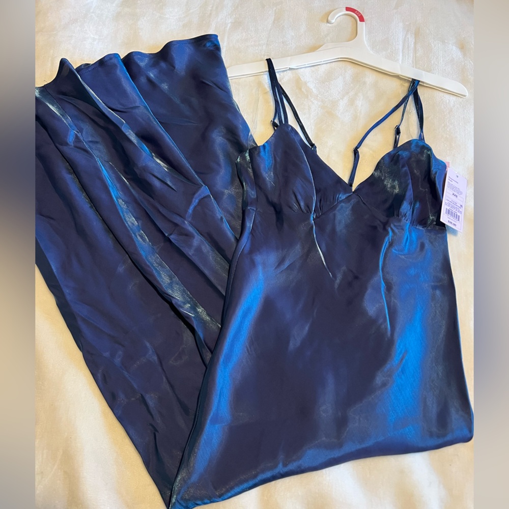 wild fable XXS iridescent Blue Satin slip dress NWT